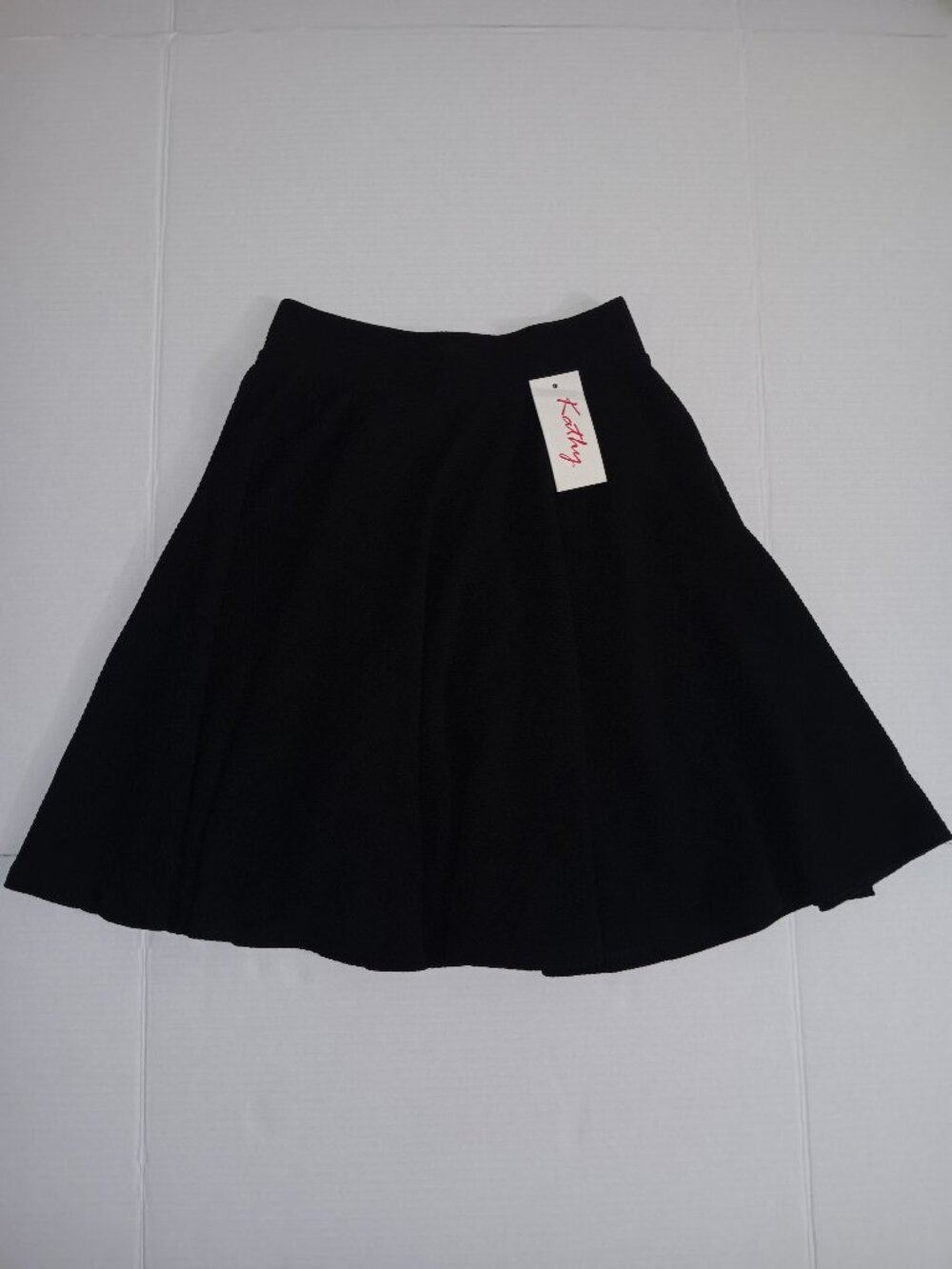 KATHY BLACK WAFFLE KNIT SKATER SKIRT